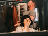 Hadestown Tony nominee Eva Noblezada shares a laugh with hair guru Kevin Thomas Garcia in her dressing room.