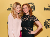Frozen's Caissie Levy and Patti Murin attend the 20th anniversary celebration performance of The Lion King.